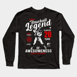 20th Birthday Gift Baseball Legend 70 Years Long Sleeve T-Shirt